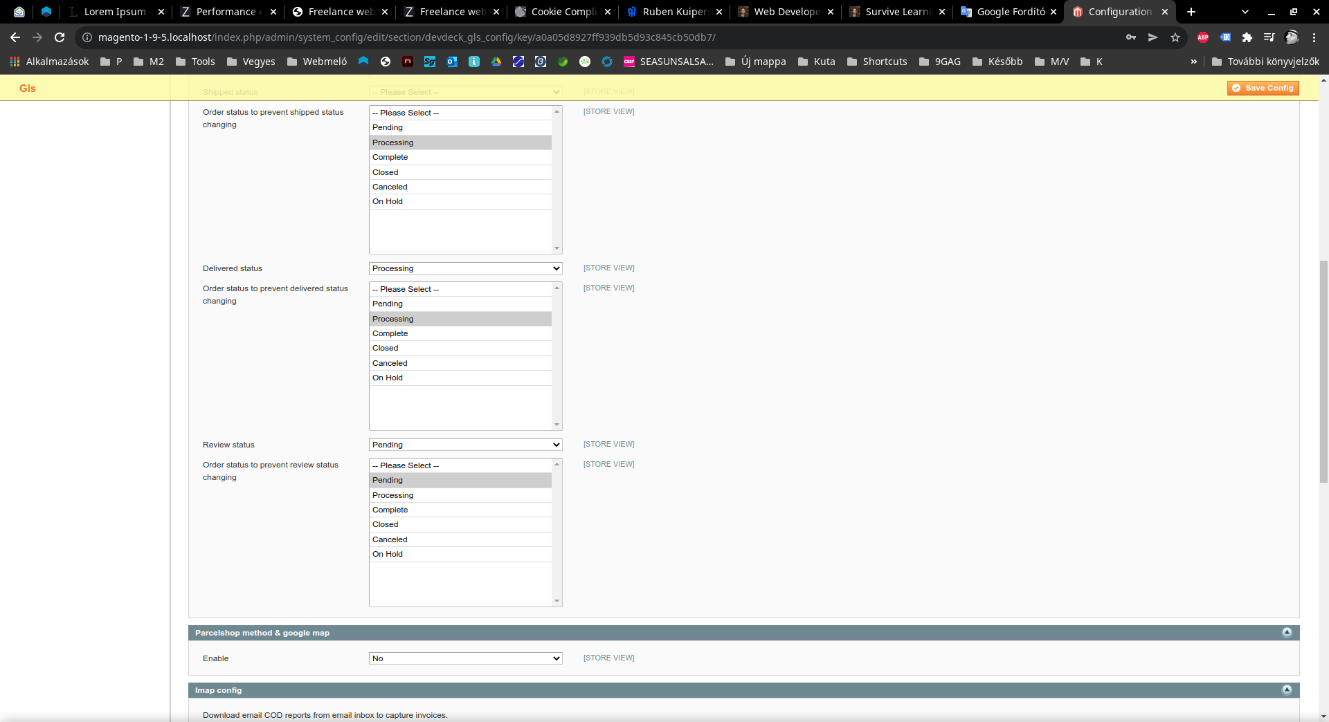 Gls settings page